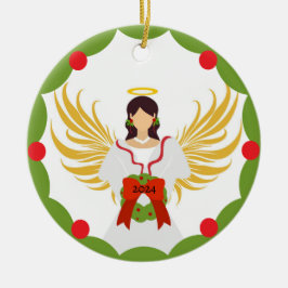 Den moderna julangeln Red Grönt Holly Wandeans 202 Julgransprydnad Keramik