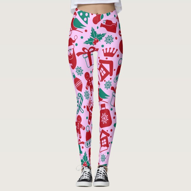Den moderna juldagen Abstrakt Mönster Leggings (Framsida)