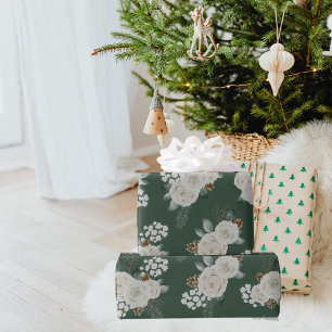 Den moderna juldagen Blommigt White Mönster Presentpapper