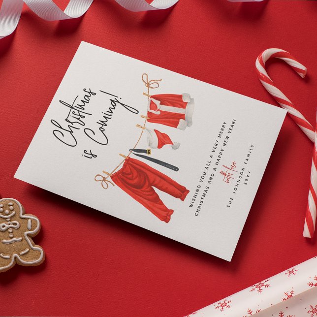 Den moderna "julen är på väg" Jultomten Helgdag Julkort (Skapare uppladdad)