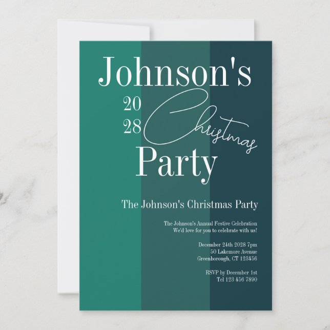 Den moderna julen i Party Grönt Rand Inbjudningar (Framsida)