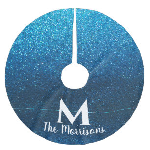 Den moderna julfamiljen Glitter Monogram Namn Julgransmatta Borstad Polyester