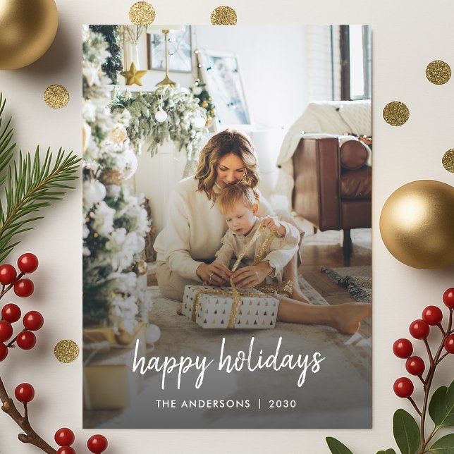 Den moderna julfamiljen med minimal Snyggt Julkort (Share your family joy with a modern holiday photo card by Guava)