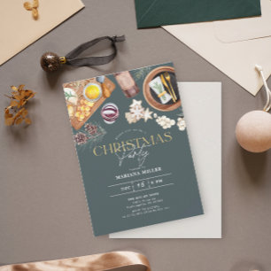 Den moderna Julfesten Food Vin Grönt Inbjudningar