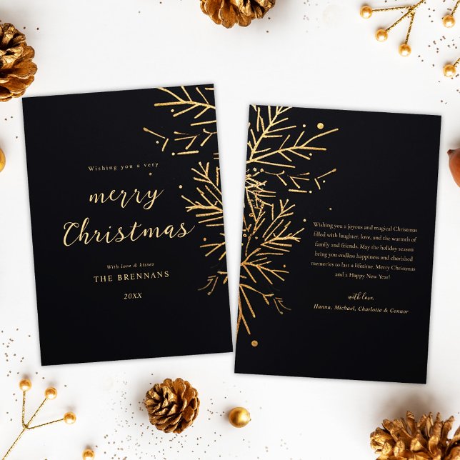 Den moderna julfesten Guld Elegant Black Festive Julkort (Skapare uppladdad)
