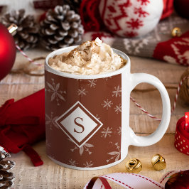 Den moderna julsnäckan Mönster Monogram Red Kaffemugg
