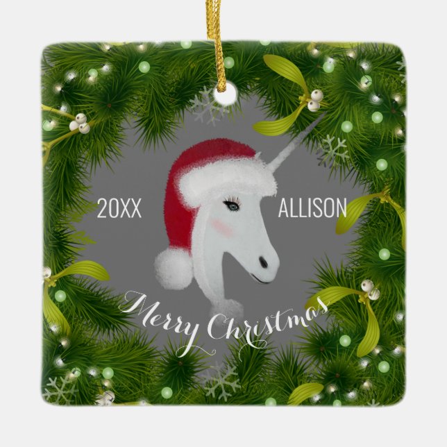 Den moderna julstämningen Cute Grönt WandeGirl's Julgransprydnad Keramik (Framsida)