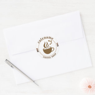 Den moderna kaffebutiken Café Cafe Barista Namn Runt Klistermärke