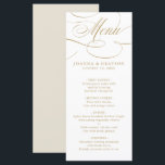 Den moderna kalligrafitidslinjen guld och vita brö meny<br><div class="desc">En meny för tidslinje och elegant bröllop med förfinat kalligrafi-skript på klassisk bakgrund,  perfekt för ett formellt och sofistikerat bröllop firande. Kontakta mig gärna om du vill ha anpassade eller ytterligare produkter med den här designen.</div>