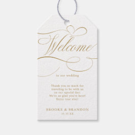 Den moderna kalligrafitidslinjen guld och vita brö presentetikett