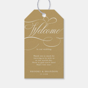 Den moderna kalligrafitidslinjen guld och vita brö presentetikett