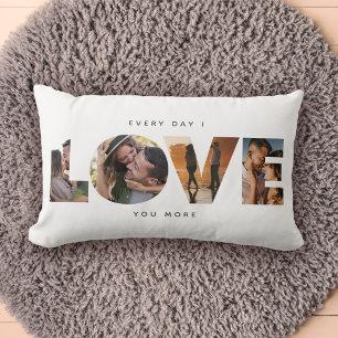 Den moderna KÄRLEK Collage Cutout Valentine Day Lumbarkudde