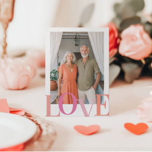 Den moderna Kärlek-Rosan och Peach Photo Valentine Julkort