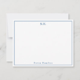 Den moderna klassiska marinen Blue Monogram Namn m Anteckningskort
