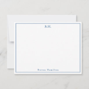 Den moderna klassiska marinen Blue Monogram Namn m Anteckningskort