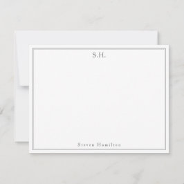 Den moderna klassiska Mörken Grått Monogram Namn m Anteckningskort
