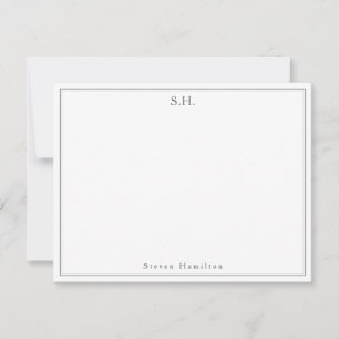 Den moderna klassiska Mörken Grått Monogram Namn m Anteckningskort