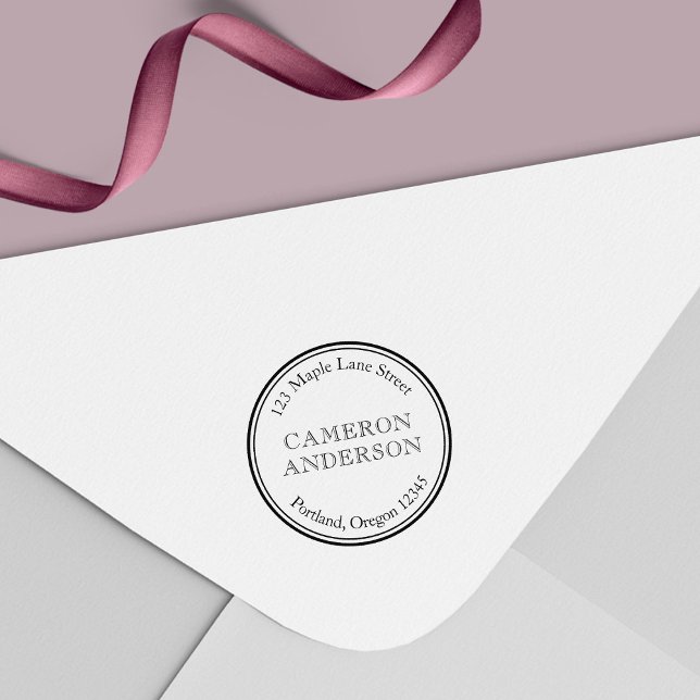 Den moderna klassiska rundan Gräns Namn-Returadres Självfärgande Stämpel (Skapare uppladdad)