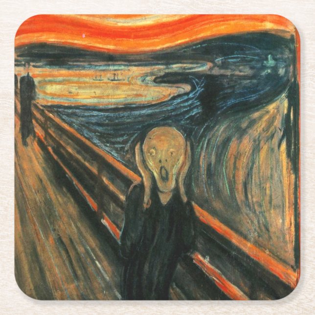 Den moderna konsten Skräm Edvard Munch Underlägg Papper Kvadrat (Framsidan)