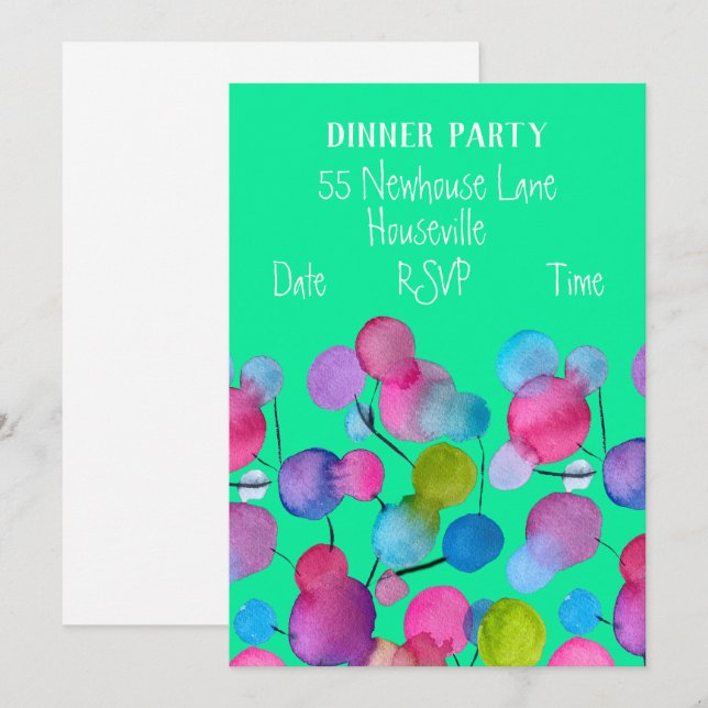 Den moderna konstens abstrakt träd färgade middage inbjudningar (Fram/baksida)