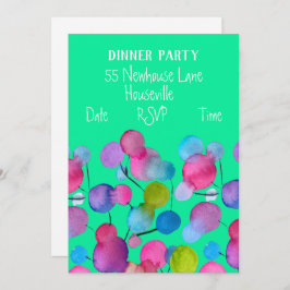 Den moderna konstens abstrakt träd färgade middage inbjudningar