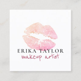 Den moderna konstnären ro guld glitter läppar fyrkantigt visitkort