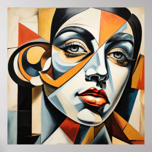 Den moderna kubismen Female Ansikte Picasso Stil A Poster