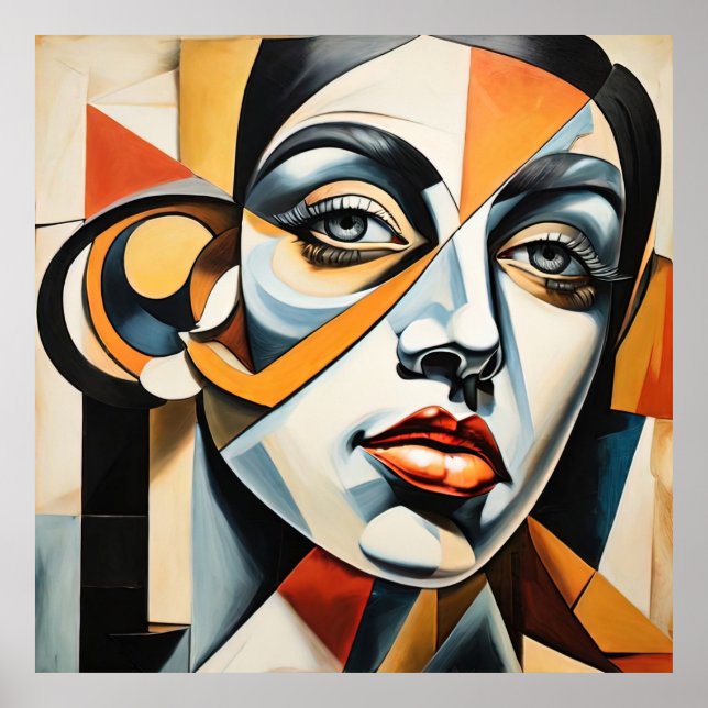 Den moderna kubismen Female Ansikte Picasso Stil A Poster (Framsidan)