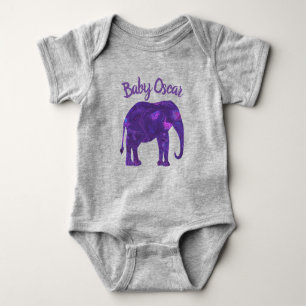 Den moderna Lila Abstrakten Elephant Baby Bodykost T Shirt