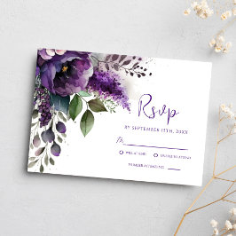 Den moderna Lila Blommigt Elegant Botaniska Bröllo OSA Kort