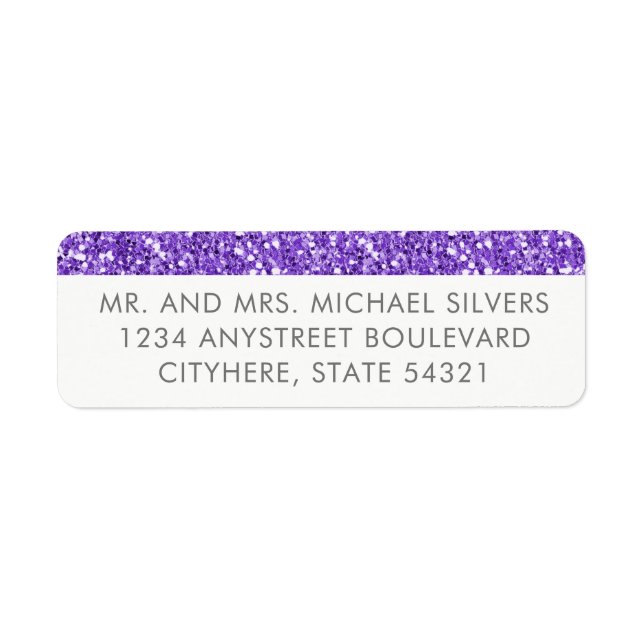 Den moderna Lila Glitter Rand Returetiketter Returadress Etikett (Framsidan)