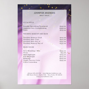 Den moderna, Lila Glitter Salon Pris List Poster