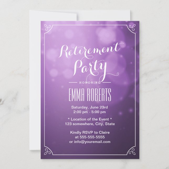 Den moderna Lila Ljus Elegant Pension Party Inbjudningar (Framsida)