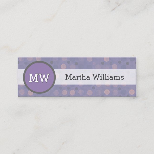 Den moderna lila purpurfärgade polkaen pricker mini visitkort (Framsida)