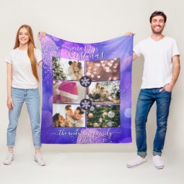Den moderna Lila Rosa Guld Glitter God jul Fleecefilt