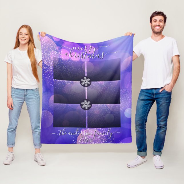 Den moderna Lila Rosa Guld Glitter God jul Fleecefilt (På plats)