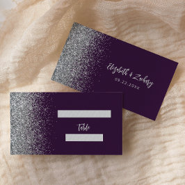 Den moderna Lila Silver Glitter Bröllop Placeringskort