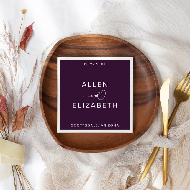 Den moderna Lila Snyggt Personlig Bröllop Pappersservett (Skapare uppladdad)