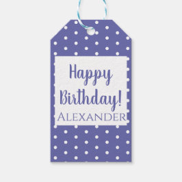 Den moderna Lilan Polka dots födelsedag Namn Presentetikett