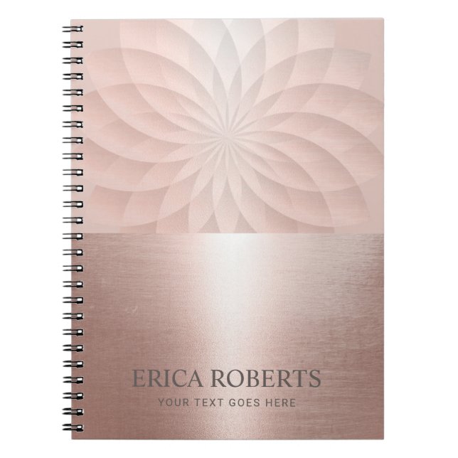 Den moderna  Lotus Blommigten Ro Spiral i Guld Anteckningsbok (Framsidan)