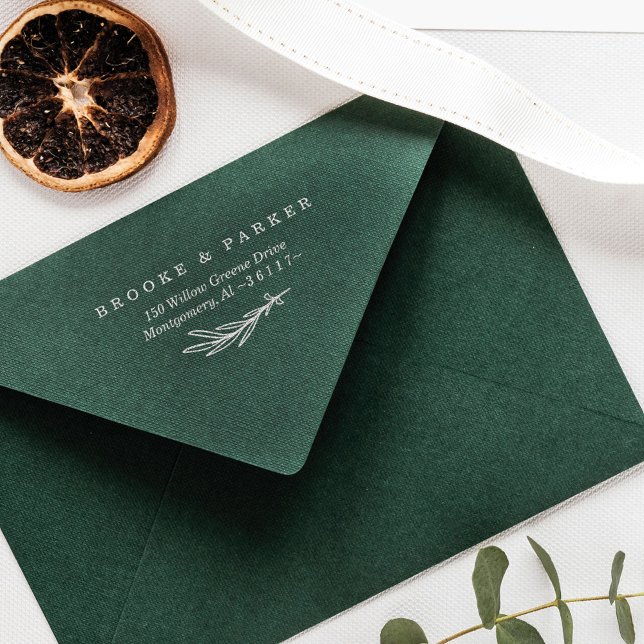 Den moderna Löv Gren-Personligen Namn och Adress Stämpel (Skapare uppladdad)