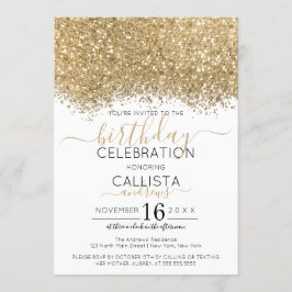 Den moderna Luxury Guld White Glitter Confetti Bir Inbjudningar