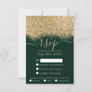 Den moderna lyxiska Guld Grönt Glitter Konfetti Br OSA Kort
