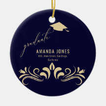 Den moderna marinblå Guld-grad Cap Studenten