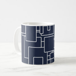 Den moderna marinblå och vita Abstrakten Mönster Kaffemugg