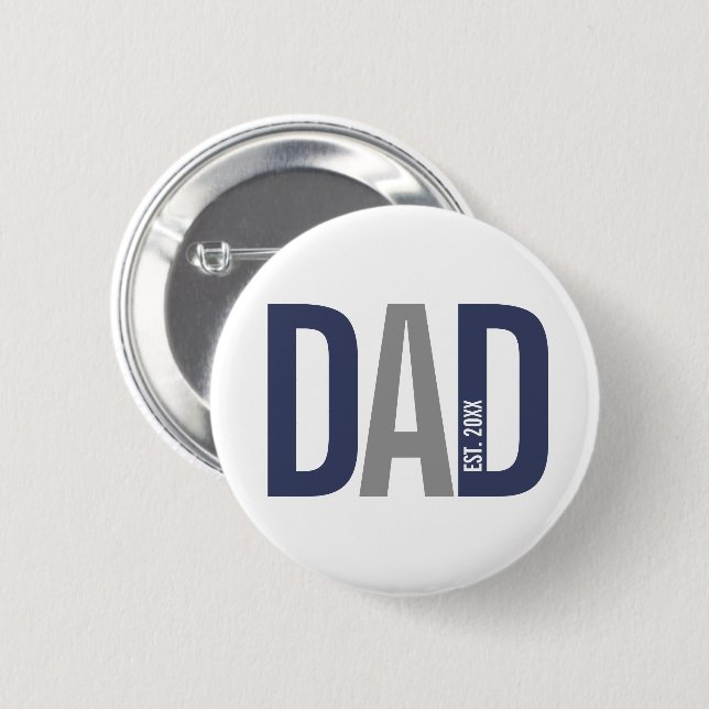Den moderna marinblåa Personligen Pappa, etablerad Knapp (Framsida & baksida)
