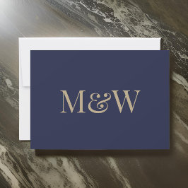 Den moderna marinen Blue Guld Monogram Initialer B Inbjudningar