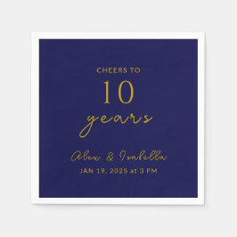 Den moderna marinen Guld 10:e Bröllop-årsdagen Par Pappersservett