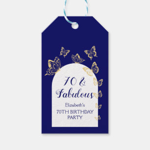 Den moderna marinen Guld Butterflies Fabulous Birt Presentetikett