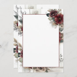 Den moderna maronens Blommigt Blank Bröllop Inbjudningar